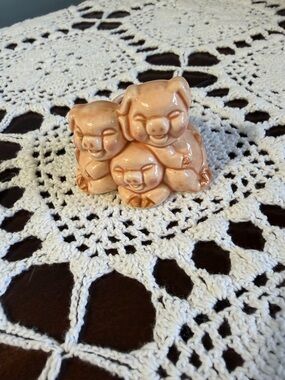 Vintage Ceramic Pig Trio Toothpick or Candle Holder